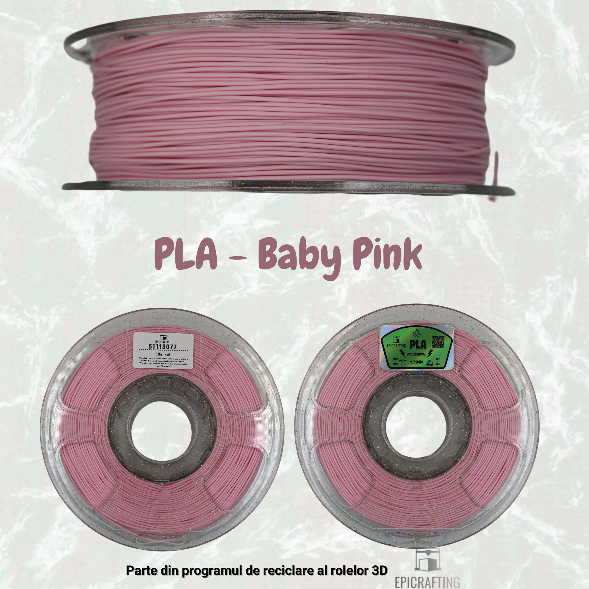 Filament 3D - PLA BABY PINK / ROZ DESCHIS