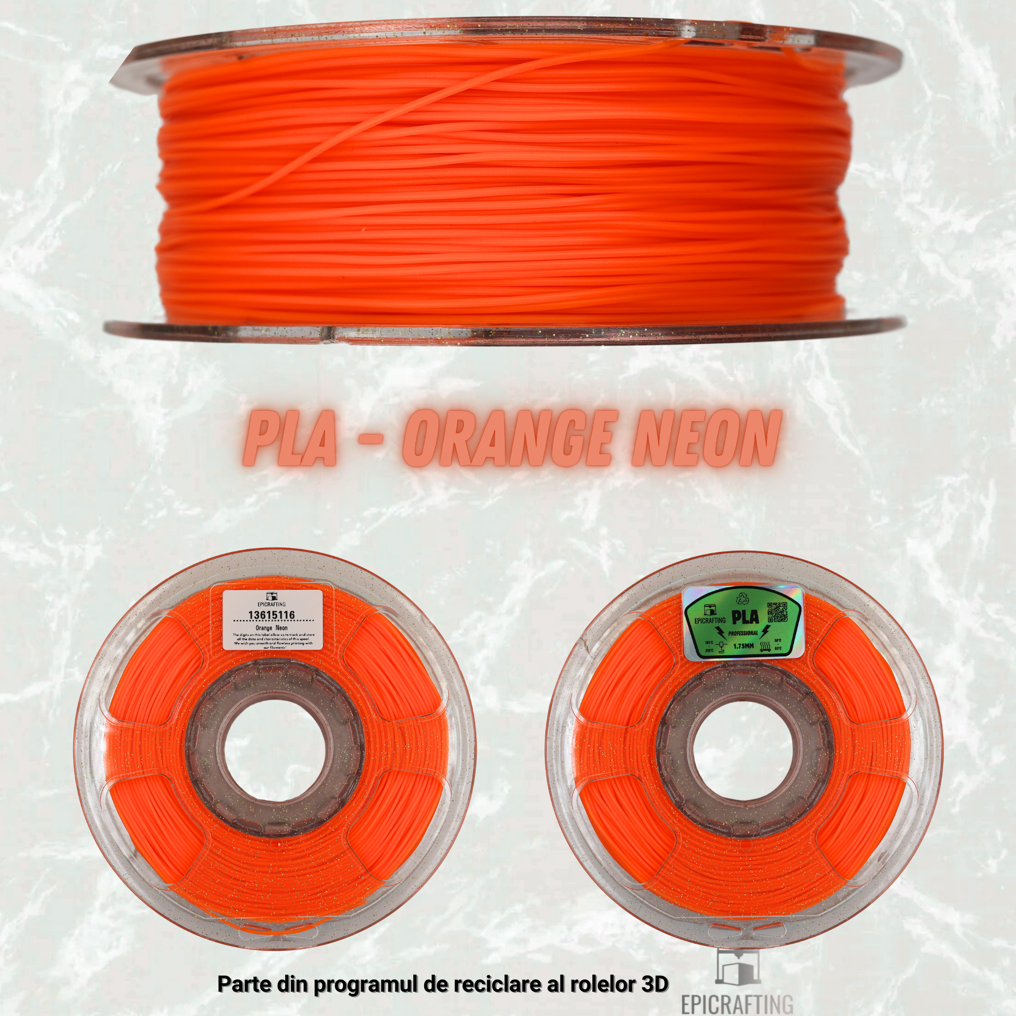 Filament 3D - PLA ORANGE NEON / PORTOCALIU NEON