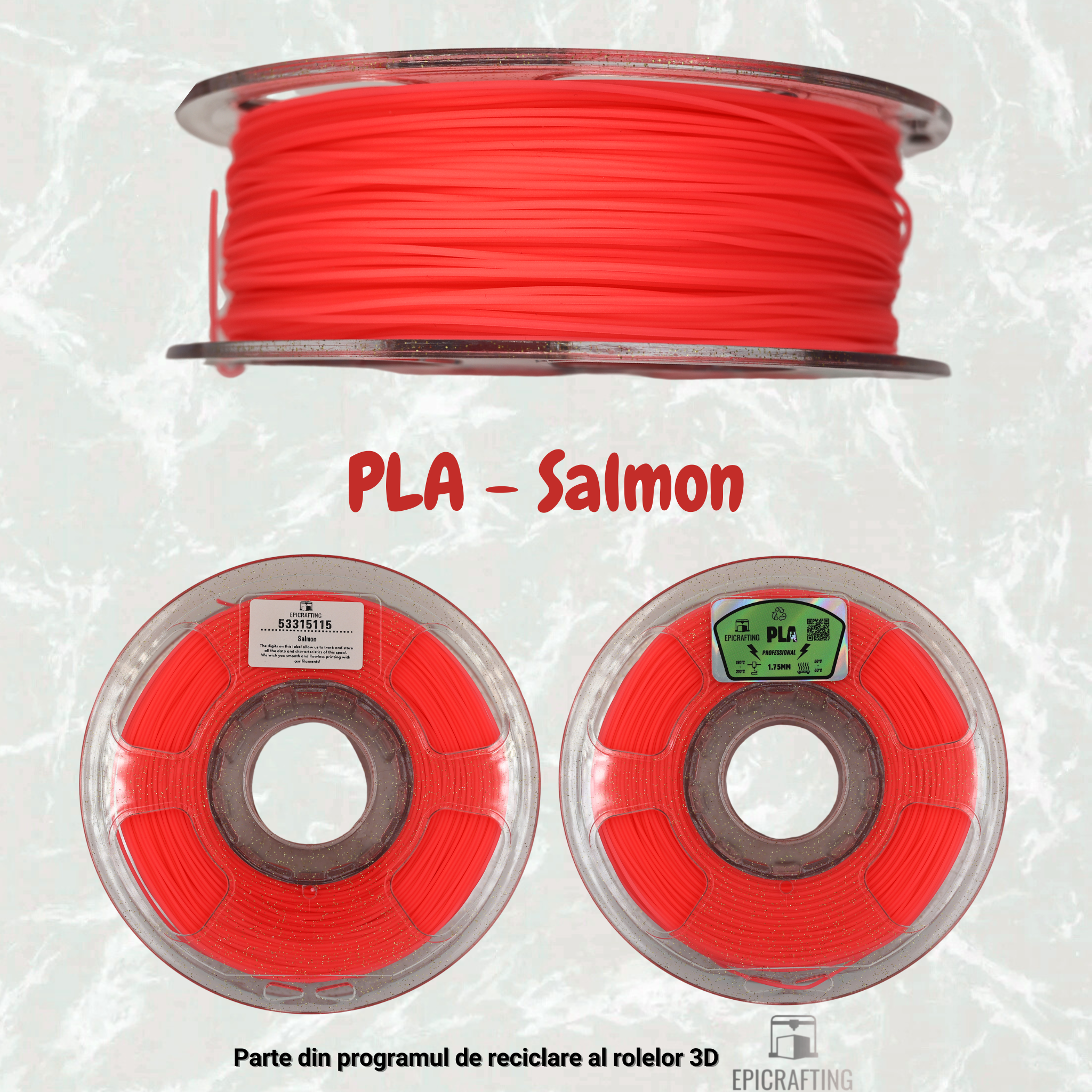 Filament 3D - PLA SALMON / SOMON ROSU