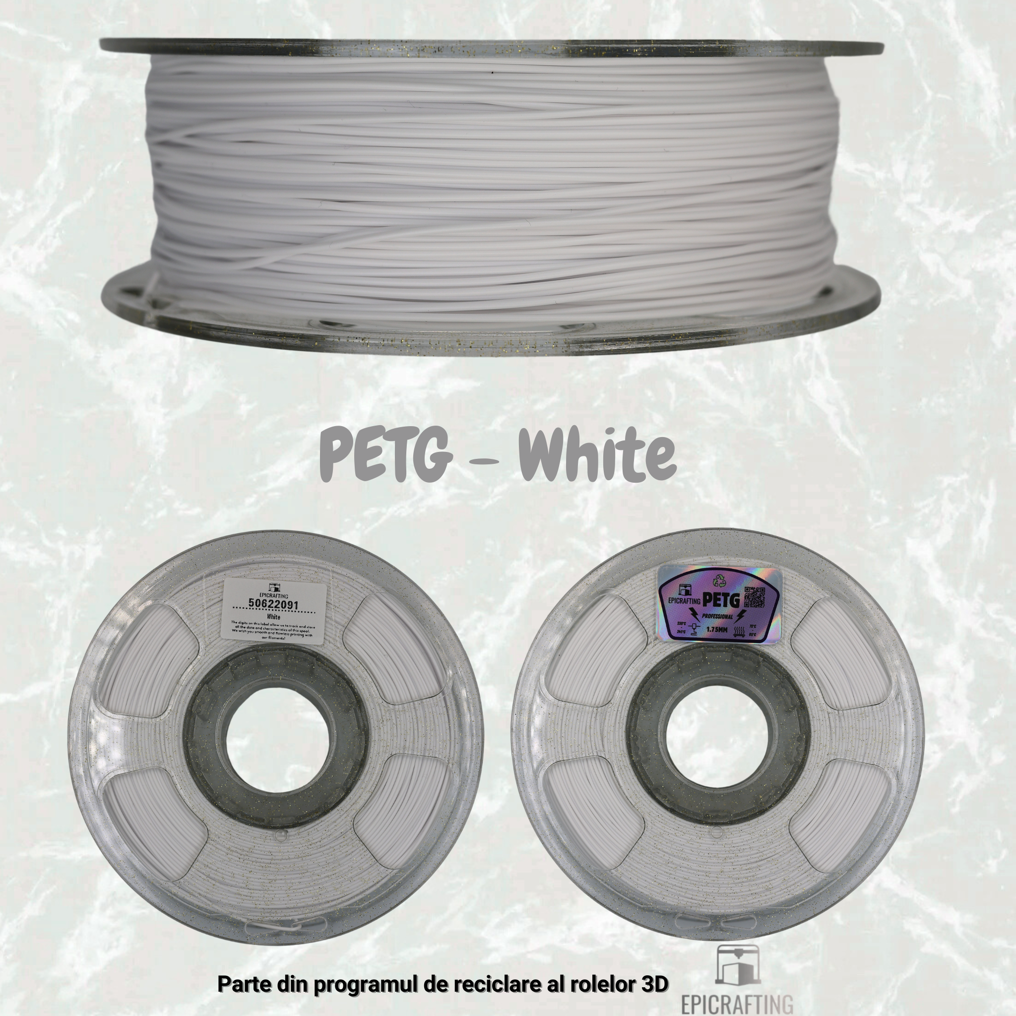 Filament 3D - PETG WHITE / ALB