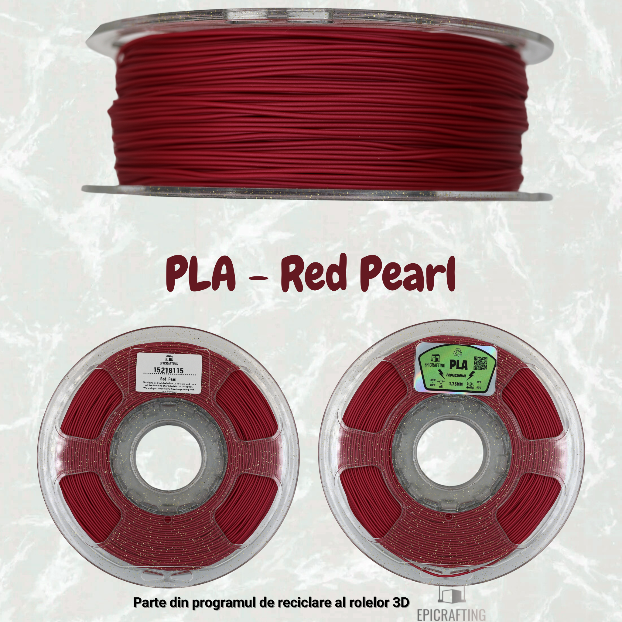 Filament 3D - PLA RED PEARL / ROSU PERLAT