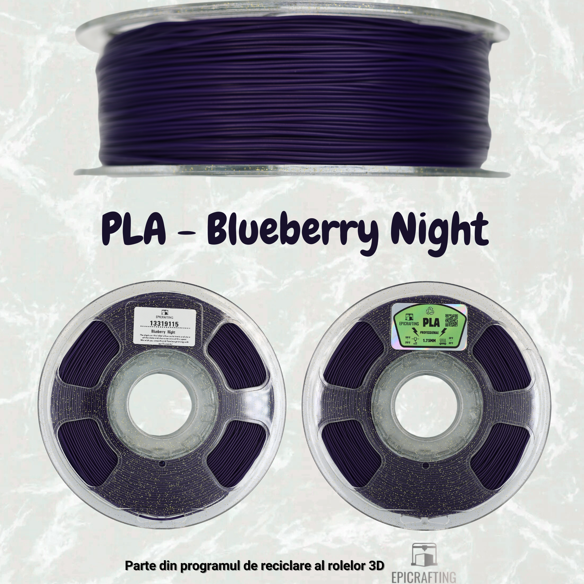 Filament 3D - PLA BLUEBERRY NIGHT / NOAPTE DE AFINE / VIOLET INCHIS