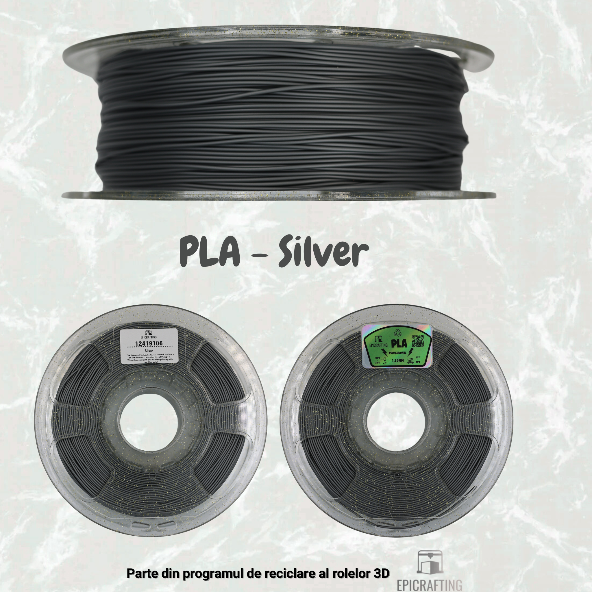 Filament 3D - PLA SILVER / ARGINTIU