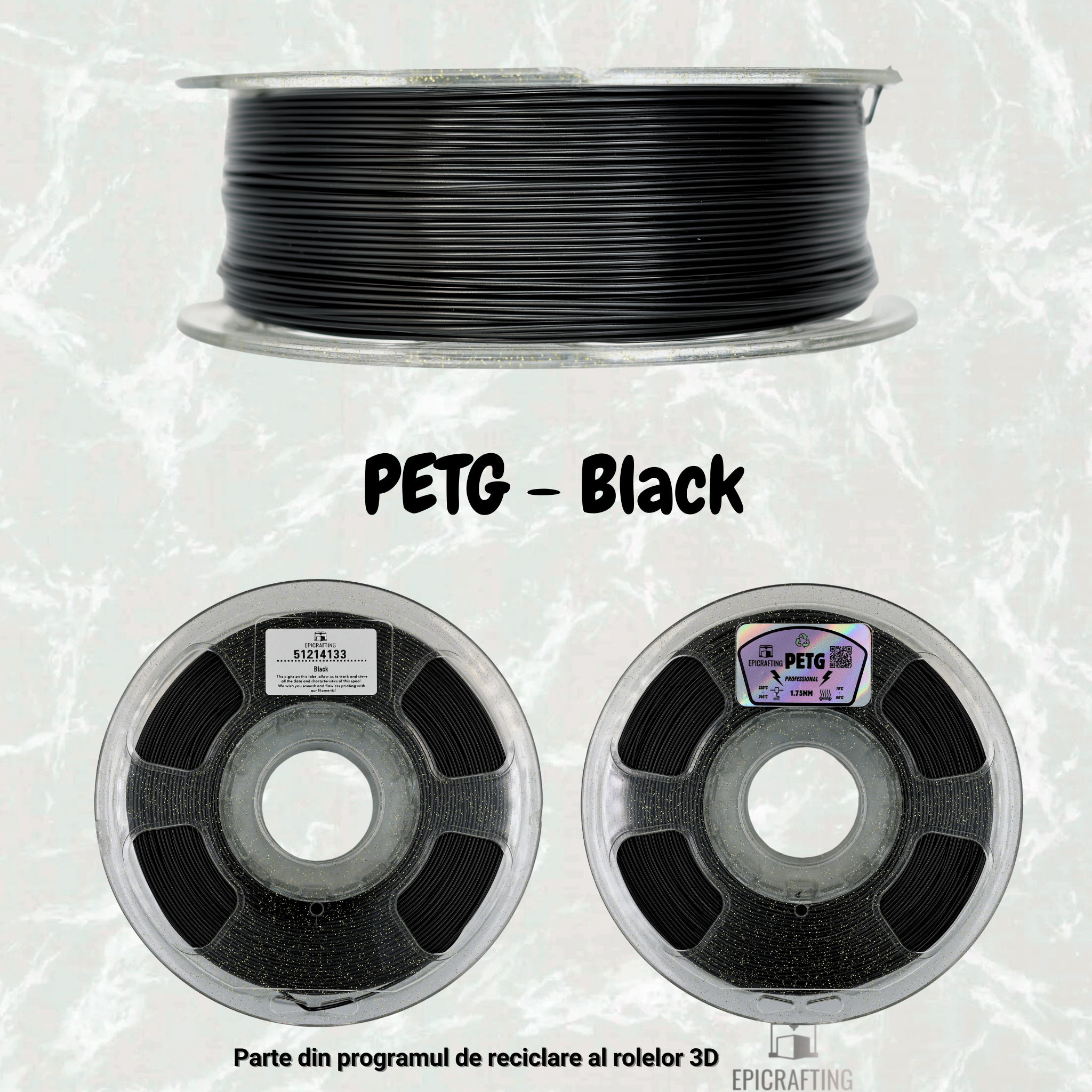 Filament 3D - PETG BLACK / NEGRU
