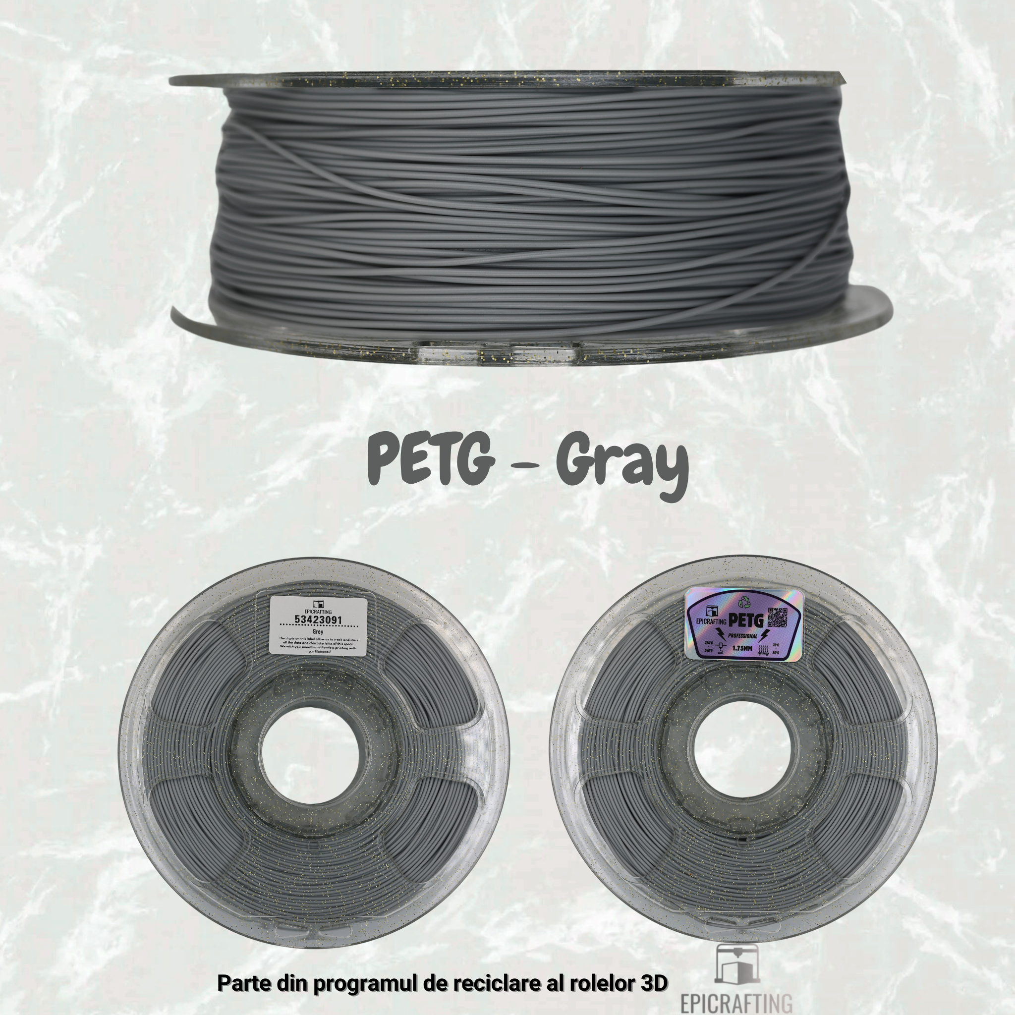 Filament 3D - PETG GRAY / GRI