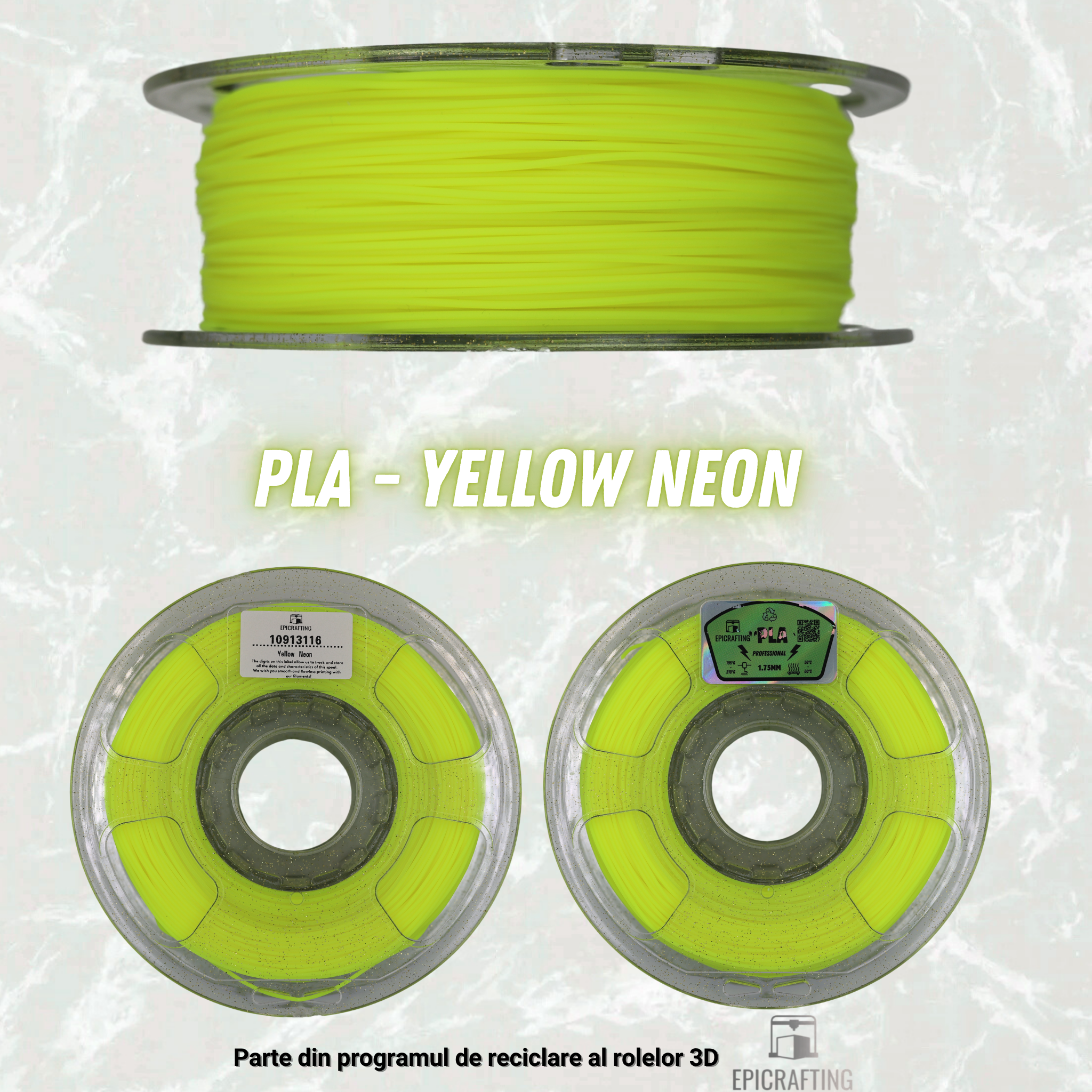 Filament 3D - PLA YELLOW NEON / GALBEN NEON EpicPerfumes by #epicrafting